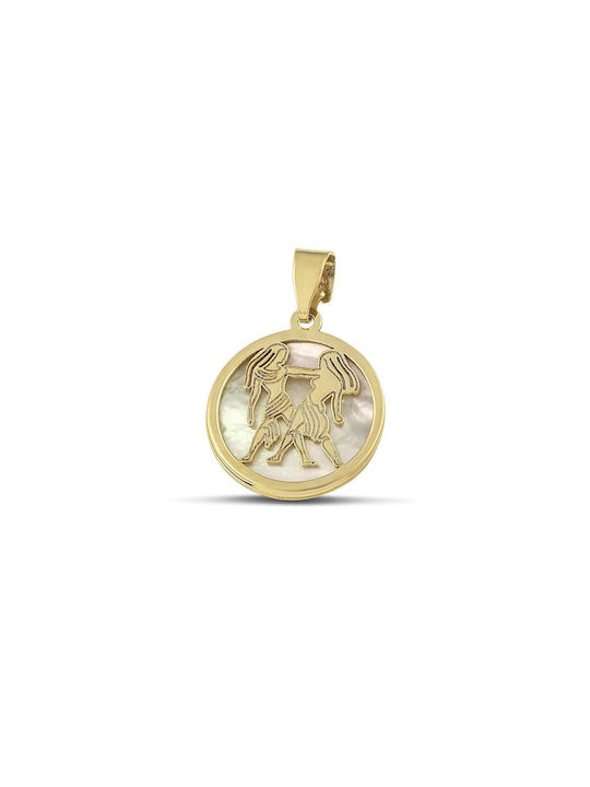 Themelidis Jewels Кристал Зодиакален Знак Близнаци от Жълто Злато 9К