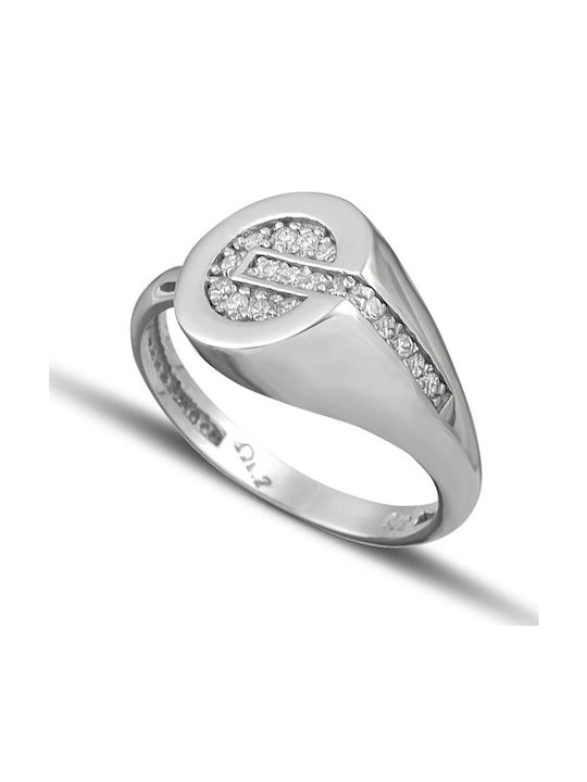 Themelidis Jewels Γυναικείο Σεβαλιέ Δαχτυλίδι με Ζιργκόν από Λευκόχρυσο 9Κ