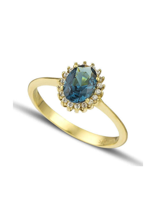 Themelidis Jewels Ring with Zircon made of Gold 14K