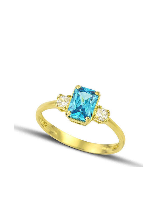 Themelidis Jewels Ring with Zircon made of Gold 14K