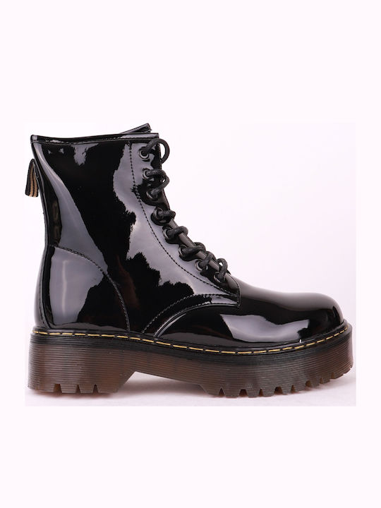 Stiefeletten Damen aus Lackleder Schwarz