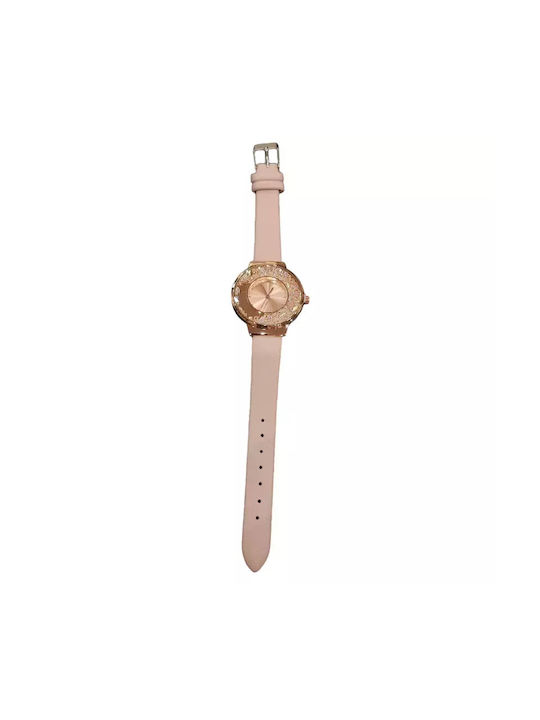 Watch with Pink Leather Strap