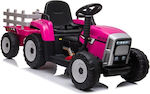 Kids Electric Ride On Tractor with Trailer Pink