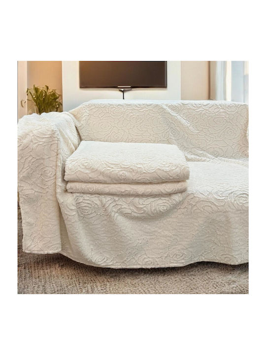 Linea Home Rossa Ριχτάρι Διθέσιου Καναπέ Γούνινο 180x240εκ. Εκρού