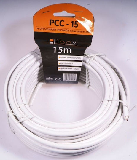 Tv Antenna Coaxial Cable Libox Rg6u 15 M White