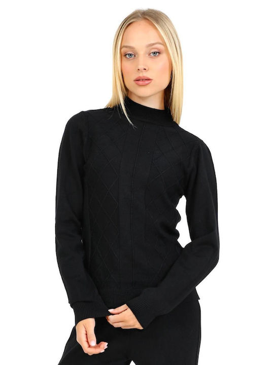 Doca Damen Pullover Rollkragen Black