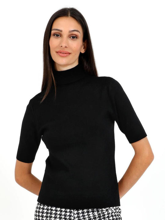 Doca Damen Pullover Rollkragen Black