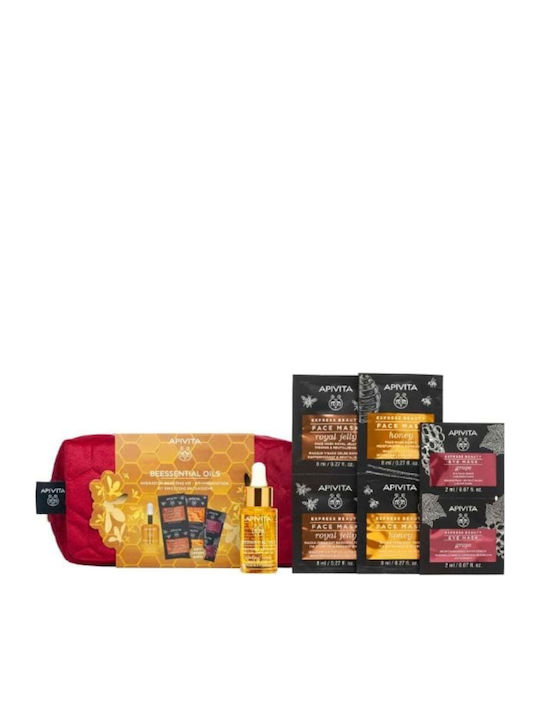 Apivita Beesential Oils Hautpflegeset für Feuchtigkeitsspendend, Aufhellung & Festigung 5Stück
