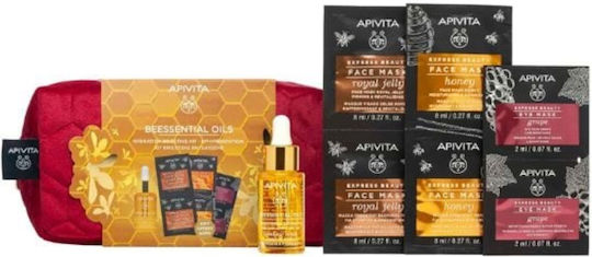 Apivita Beesential Oils Skin Care Set for Moisturizing, Brightening & Firming 5pcs