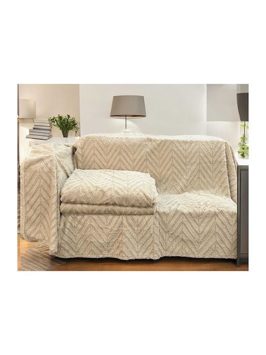 Linea Home Zic Zac Cuverturi Pentru Canapea De Fotoliu Blănos 180x160cm Bej