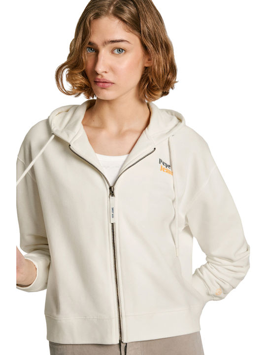 Edna Damen Sweatshirtjacke Kapuzen Mousse White
