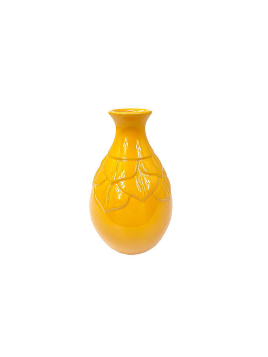 Romimex Decorative Vase Yellow 16x16x25cm