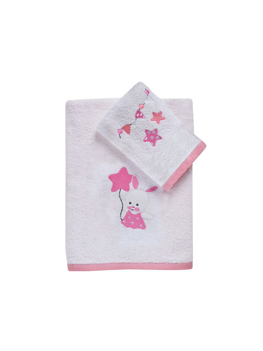 Das Home Set of baby towels 2pcs Pink, White Weight 420gr/m²