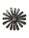 925 Silver Filigree Flower Brooch Stone