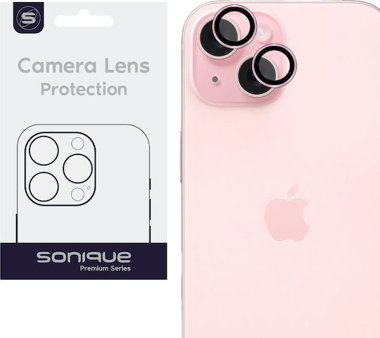 Sonique Kameraschutz Gehärtetes Glas Pink für das iPhone 15, iPhone 15 Plus