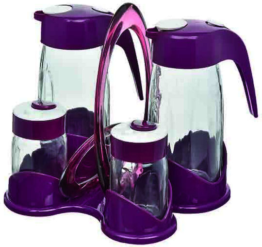 HS Aqua Öl- & Essigspender-Set mit Salz- und Pfefferstreuer Glas mit Ausgießer