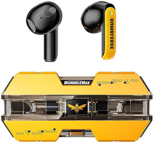 The Transformers TF-T01 Earbud Bluetooth Handsfree Ακουστικά με Θήκη Φόρτισης Κίτρινα
