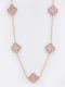 Necklace with Flower Design Made of Pink Gold Plated Steel Pink