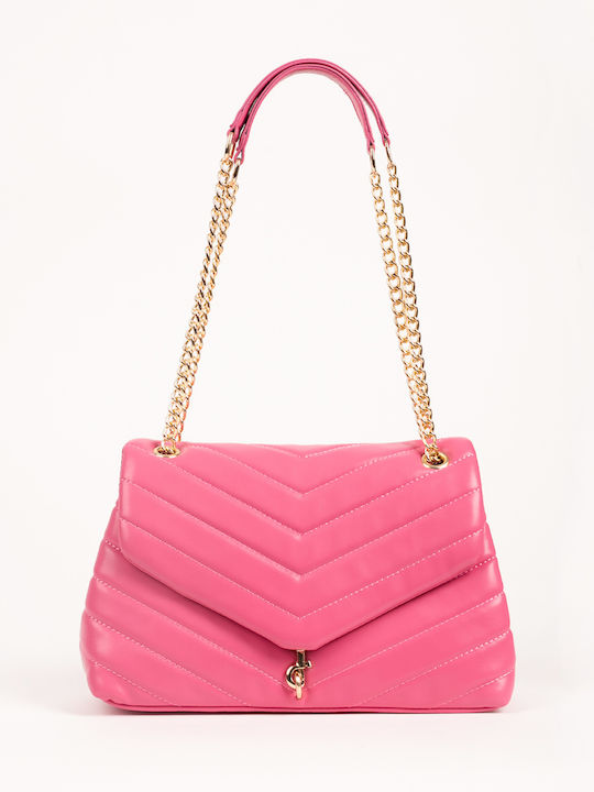 Shoulder Bag with Gold Chain Pink Pink