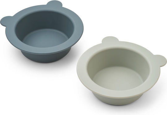 Liewood Kids Food Bowl Peony Made of Silicone Green Set of 2