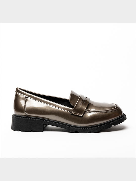 Miss Belgini Patent Loafers Pewter