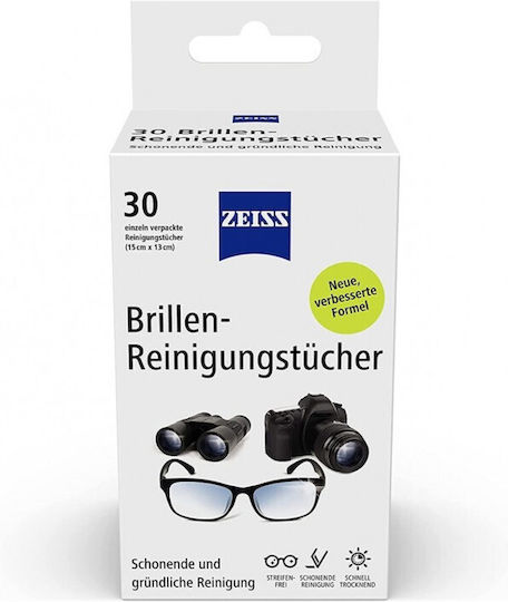 Zeiss Μαντηλάκια Καθαρισμού Γυαλιών Αντιθαμβωτικά & Αντιστατικά 30τμχ