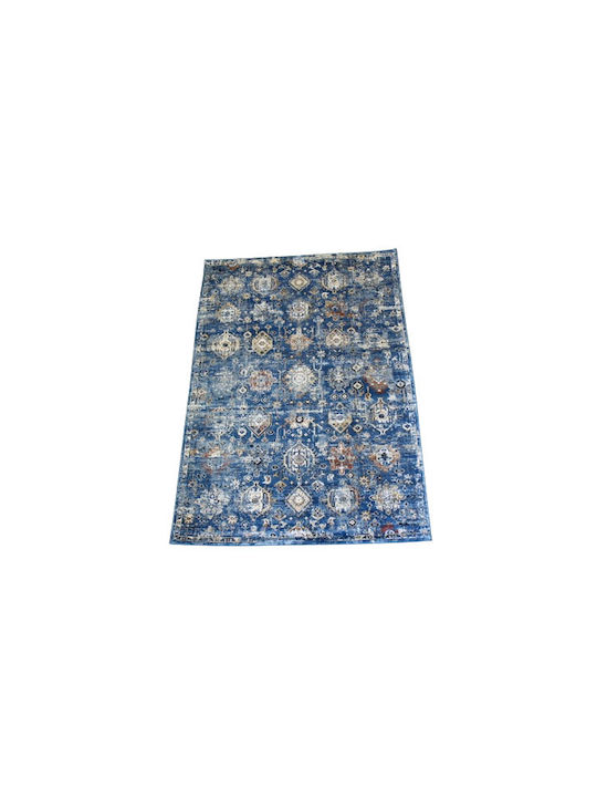 Rug Rectangular Cotton Blue