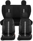 Set Universal Car Seat Covers Front Rear Black Gray Stripe Textile Faux Leather
