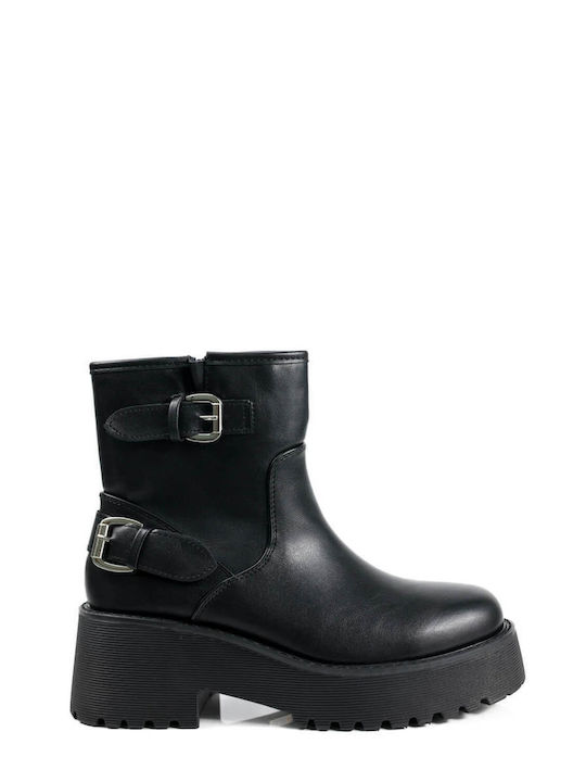 Black Ankle Boots with Unique Rubber Sole