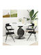 Foldable Kitchen Metallic Chair Black Velvet-Black Metal 4pcs