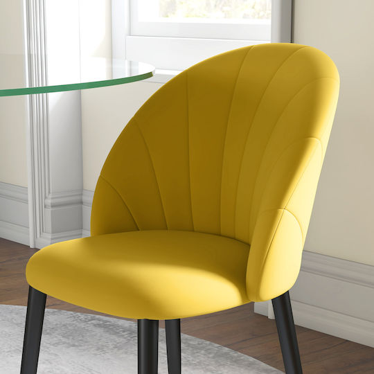 Dining Room Fabric Chair Yellow and Black 52x54x79cm 2pcs