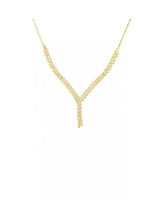 14 Karat Gold Necklace with Baguette Zircon