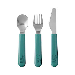 Mepal Set Baby Besteck aus Metall für 12+ Monate Deep Turquoise 3Stück Mepal Set Baby Besteck aus Metall für 12+ Monate Deep Turquoise 3Stück