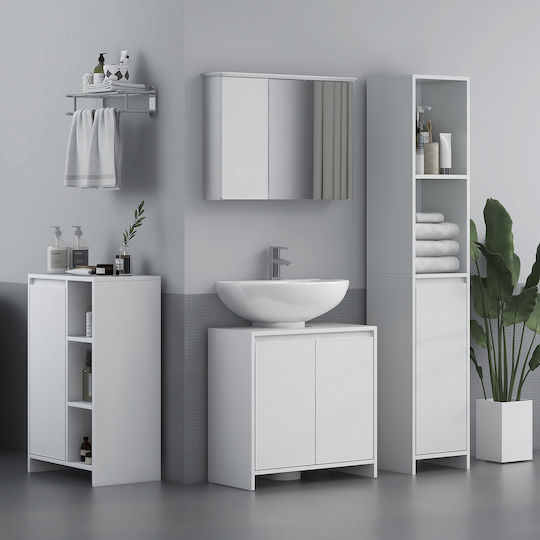 HomCom Πάγκος με Νιπτήρα Μ60xΒ60xΥ30cm Λευκό