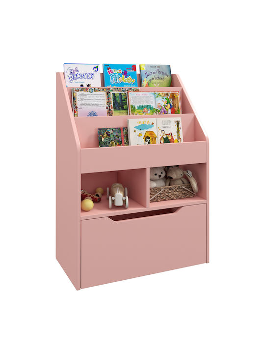 Βιβλιοθήκη Τοίχου Ξύλινη Ροζ 60x29.9x90cm
