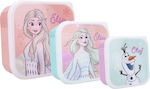 Set of 3 Lunch Snack Food Containers Frozen II