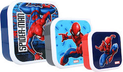 Set of 3 Lunch Snack Food Containers Spiderman