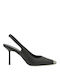 Leather Black High Heels with Strap