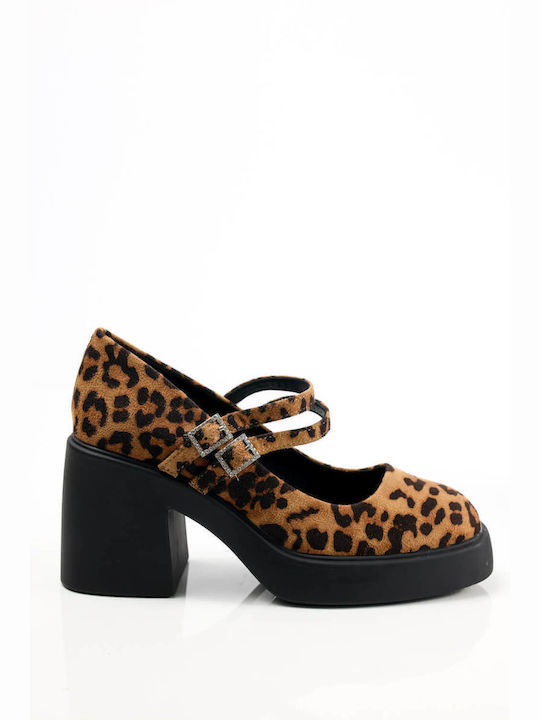 Leopard Loafers with Decorative Buckles