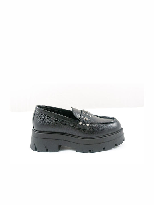 Sante Leather Women's Moccasins in Black Color