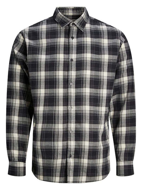 Jack & Jones Men's Shirt Long Sleeve Checked Black, Checkered, Asphalt