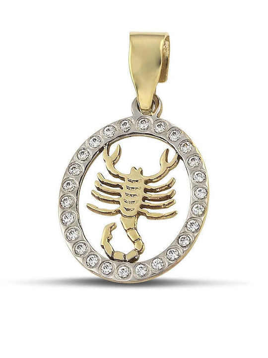 Themelidis Jewels Кремъст Зодиакален Знак Скорпион от Жълто Злато 9 Карата с Зиркон