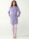 Vamp Χειμερινή Γυναικεία Fleece Ρόμπα Lavender Sweet