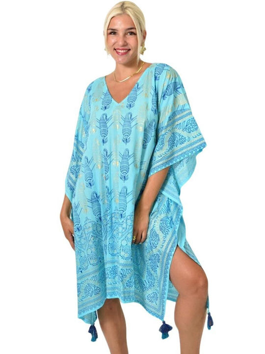 Potre Damen Kaftan Strand Blue