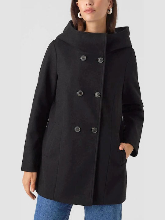 Vero Moda Shila Γυναικείο Παλτό Black με Κουμπιά