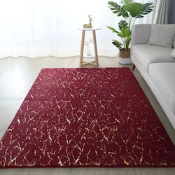 Soft Shaggy Γούνινο 50x80cm Μπορντό/χρυσό