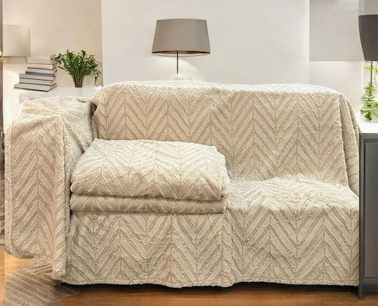 Linea Home Четириместен диван Throw Zic Zac 180x320см. Бежов