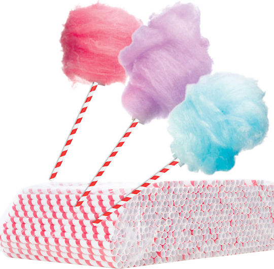 Papierstäbchen Zuckerwatte 6/270mm Weiß-Rot 500 Stück