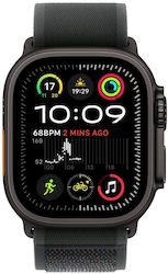 Apple Watch Ultra 2 2024 Titanium 49mm Αδιάβροχο με eSIM και Παλμογράφο (Black με Black Trail Loop (S/M)) - Προπαραγγελία