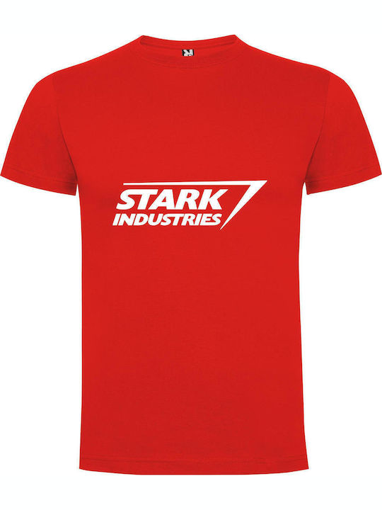Stark's Artistic Marvel: Iconic T-shirt Κόκκινο Βαμβακερό